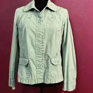 Ann Taylor Loft Women’s Green 8 Utility Snap Up Jacket